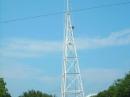 What would FD be without a tower?  Especially when it is built into the location as a flag pole.  Raising the dipoles as inverted vees for 40 and 80 meters was easy.