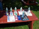 This is the informational brochures table, we put water bottles to keep the brochrues from blowing away.