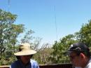 Joe (K6PHB) and newcommer Jim builing a balun with antennas in background