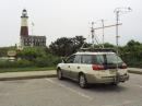 The Lighthouse Rover at Montauk Point Lighthouse (ARLHS USA-512) on Long Island. The Rover covers HF through 70 cm. And, yes, there is an HF antenna on the vehicle. Can you find it?