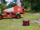 Our trusty Honda 3KW generator worked flawlessly! The hydraulic lift for the 20 meter beam can be seen in the background.