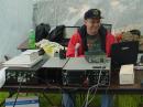 Rob W3RG enjoys a brief moment of sunshine at the 40 meter station.