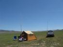 K7NS Field Day 2009 station approx 30 miles west of Lehi, Utah.
Mt Timpanogos can be seen in the far background. Closer View looking east.