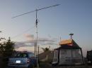 W0AUS 222 &amp; 432 MHz Operting tent and yagis for 432 &amp; 222 (background).