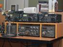 This was the first contest with the radios in their new digs to the RIGHT of the computer and writing surface, as my lefthandedness dictates.  It was a much much nicer arrangement than I'd had in past contests!  IC-551D, IC-271H, IC-451A across the top.  Someday I'd like to add a rig (or a transverter) for 1.25cm.
