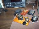 LLVS Spanish key,antique navy key, J38,Vibroplex  paddle and NYE paddle. Rig is Yaesu FT990.