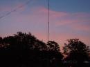 40' push up poll supporting mutilple dipoles with the sunrise over Rockwall, Texas