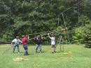 Phillip, Nathan, Glenn and Bob raise the antenna!