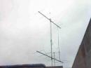 Here is the stacked array that Bruce, N0KIS built from old television antennas which saved the day for us on 2m.....The 6m beam is in the background....
