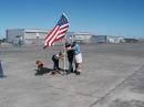 Hoisting the flag.