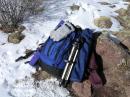 All the gear fits into or attaches to the backpack.