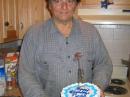 The team presnted Marty, W3YOZ, a birthday cake after the contest. (That is a tower and VHF antennas on the cake.)