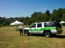 Chris Tubbs, Fire Battalion Chief of the Mercer Island Fire Department, coordinating the arrival of the ladder truck.
