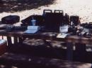 Initial view of my station - with laptop, battery packs, drink cooler (very important - even when it only has soda in it)