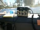 FT817 sitting on top MFJ902 ATU (not during Sweepstakes  there wasn't that much snow!!)