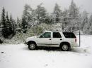 So this is June Contesting?  K7MDL/R rover truck on Sunday morning in DN18 Old Dominion Mountain (5500ft.) in the NE corner of Washington State near Colville.  32 degrees 2" of snow started just after I got there, shorting out antennas and required frequency de-icing trips outside.