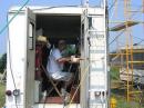 Mark W8FSA operates 20m phone in the infamous bread truck. Man, it was hot in there!