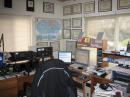 My shack during the contest. Ten Tec Orion, Icom Pro II, Ameritron AL 1500 (not used), Rigexpert Interface, SteppIR controller, 2 computer monitors to interface MixW with Logic 7.