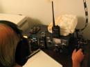WB6VRN operating K6TY/0 using a Martin "Flash" bug, with a Lionel J-38 standing by.