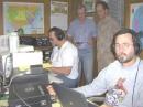 W0NO's station in the farm/ranch office. K0WA at rate station, W0NO and K0BJ conferring, AB0S at S&amp;P station.