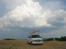 Running from thunderheads in EM75 two hours into the contest.