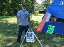 Denny WB8K with his portable satellite antenna, good for one ssb qso with KF0Z on FO-29!