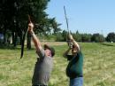 W7IPU Harlan Holter and N7WO Jake Otten shoot line across the top of a tree. The beginning of a Delta Loop.