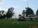The CW Station (R) and the SSB Station (L) with an outbacker vertical on the SSB station and a 1,000' wire loop on a 50 ' mast for the CW station