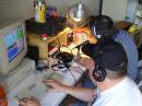 Club President Todd Huovinen KB5TMD (L) and Bob Best KA4JSQ (R) operating the SSB station in the "bunker."