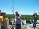 Luc VE3MND, Steve VE3CWJ and Roger VE3Zi set up Gota Station antennas for 10-40M. View is westwards...
