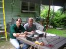 Dave WB2PJH and Ian AB2GR operating a K2 from solar panel for bonus points.