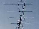 The top antenna on my tower is a Cushcraft A449-11S for 70cm. 
The next one is a Cushcraft 148-10S I used for the contest but is in need or serious re-tuning to get down in the lower portion of 2 meters. 
The bottom is a Cushcraft A50-5S for 6 meters, and when I get the 2 meter beam re-tuned I shouldn't have to climb the tower for a few more years, I hope.