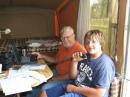 Our GOTA captain - Bob, N8OB coaches Nate on the GOTA station.