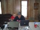 My son and I (KE5FRF) pose for a shot. CW lives! Maybe Phoenix will take after the OM and become a CW enthusiast. 