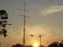 Sunset over Field Day, Left 100ft Aluma TWR, center Blimp, Right 50 airmast on Mobile Command Vehicle.