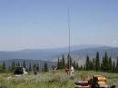 Installing the Stepper vertical radials in the sage brush on top of Hawley Mt.
