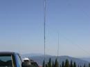 Hex-Beam in the foreground, Stepper vertical in the background.  Antennas have a good view of a distant horizon.  