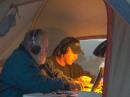 Gary, N7DHL, in evening operations with J, Michael, K7MYU, logging.