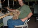 Russell Wright, KE5KGL, and KayKay listen in for an answer to CQ.  KayKay did a great job on catching dups!  She just growled at them. :)
