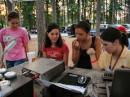 Andrea Hartlage, KG4IUM, Assistant Section Manager, Youth, on right with several YLs,